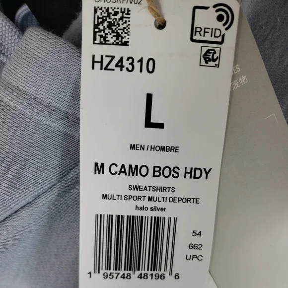 adidas Men's Essentials Camo Print Hoodie Sweatshirt Halo Blue Silver - Picture 9 of 11